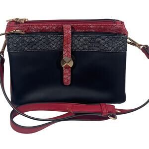Nikky Faux Leather Three Zippered Compartment Crossbody Whimsical Chic Lining